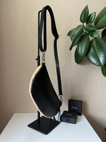Banana Bag Summer - Echtleder schwarz/silber