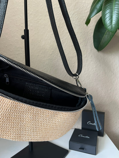 Banana Bag Summer - Echtleder schwarz/silber