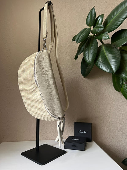 Banana Bag Summer - Echtleder hellbeige/silber