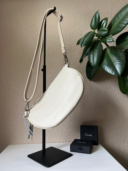 Banana Bag Summer - Echtleder hellbeige/silber
