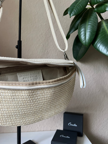 Banana Bag Summer - Echtleder hellbeige/silber