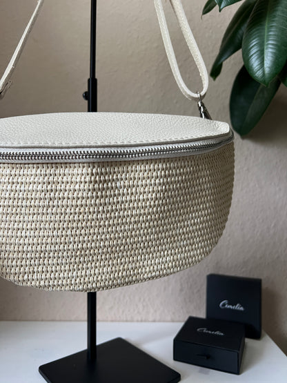 Banana Bag Summer - Echtleder hellbeige/silber