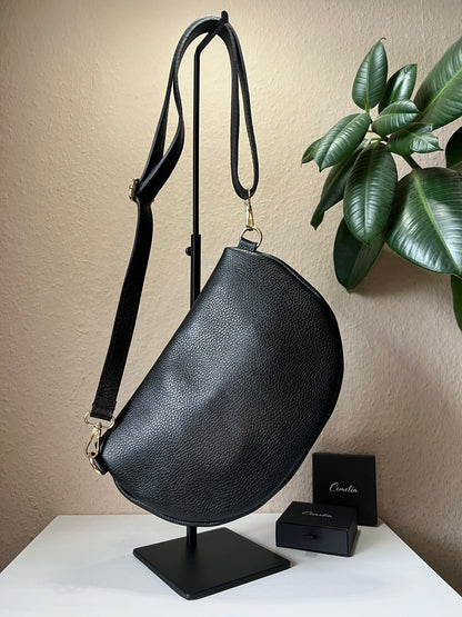 Banana Bag - Echtleder schwarz/gold