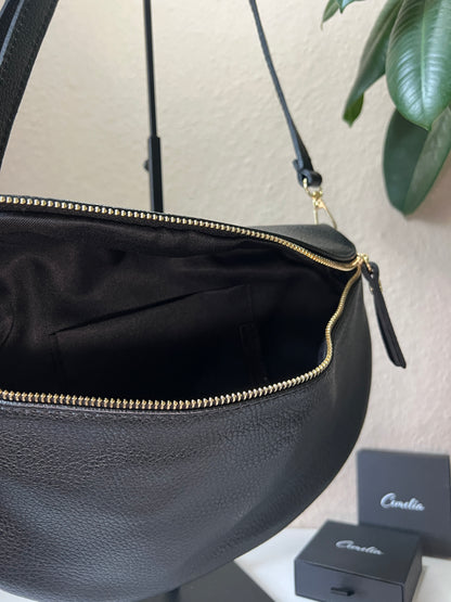 Banana Bag - Echtleder schwarz/gold