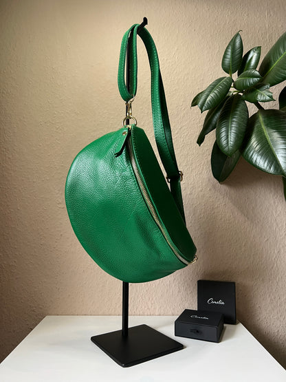 Banana Bag - Echtleder grün/gold