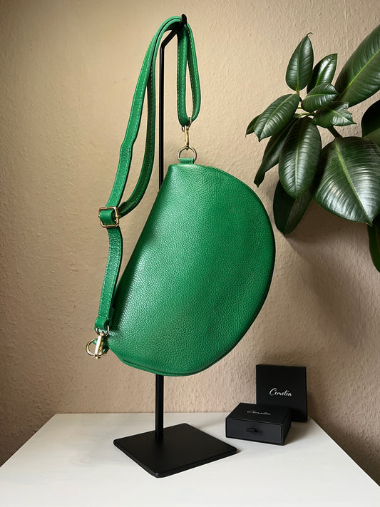 Banana Bag - Echtleder grün/gold
