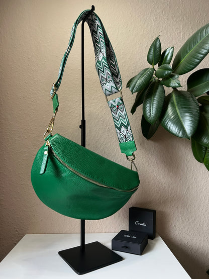Banana Bag - Echtleder grün/gold