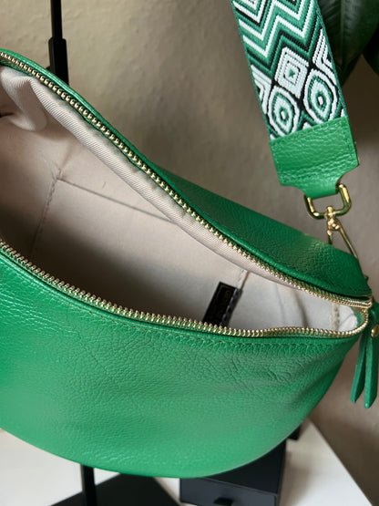 Banana Bag - Echtleder grün/gold