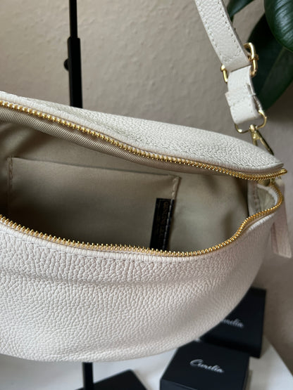 Banana Bag - Echtleder hellbeige/gold