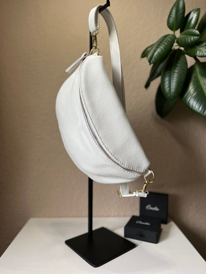 Banana Bag - Echtleder weiß/gold