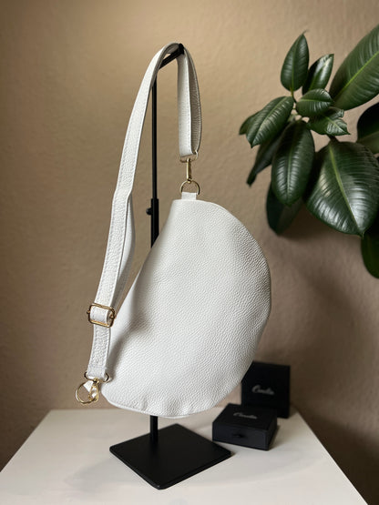 Banana Bag - Echtleder weiß/gold