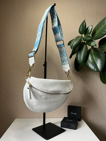 Banana Bag - Echtleder weiß/gold