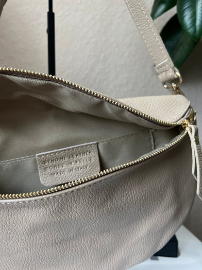 Banana Bag - Echtleder dunkelbeige/gold
